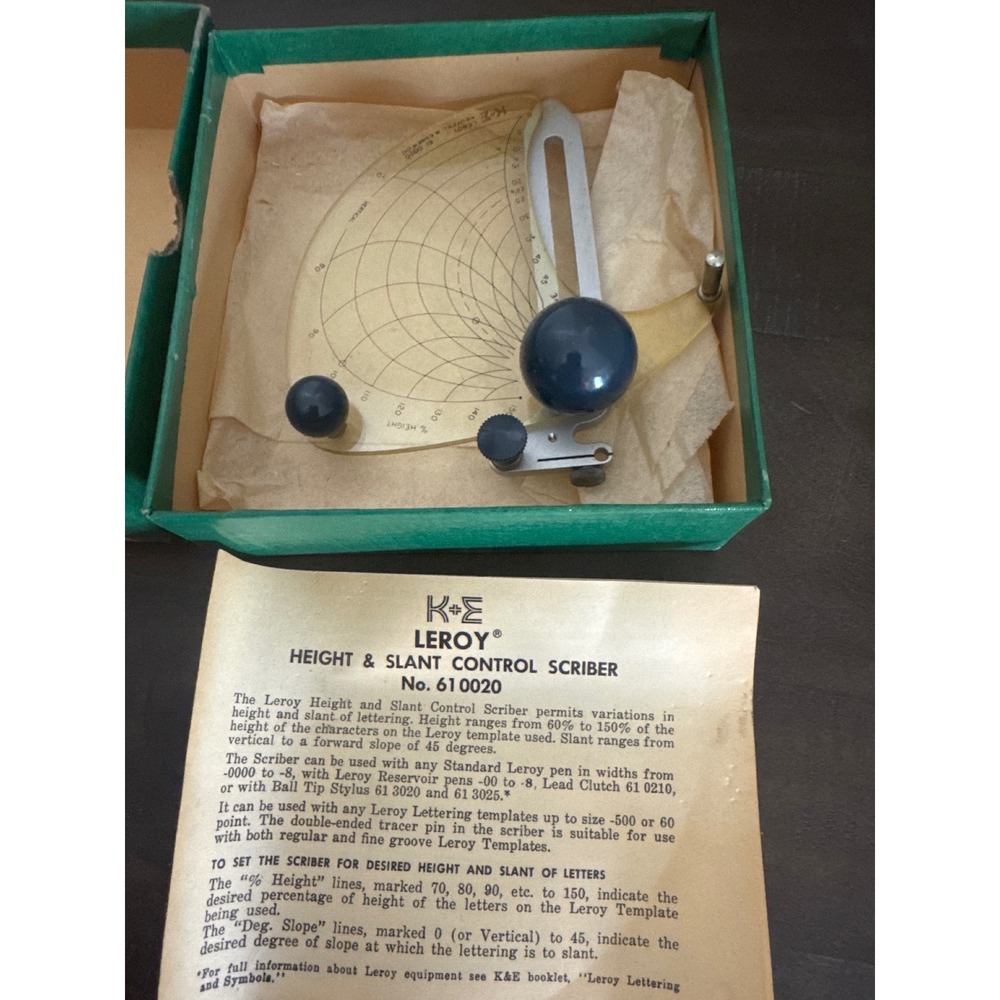 Keuffel & Esser Leroy Height Slant Control Scriber 61 0020 Vintage Drafting Tool